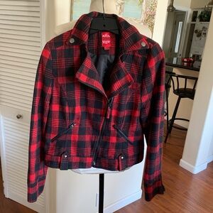Therapy Red and Black Checkered Bomber Jacket. This is a jr.lg or small women’s